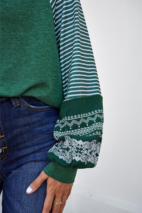 HIDDEN GEMS | Stripe Patchwork Long Sleeve Top