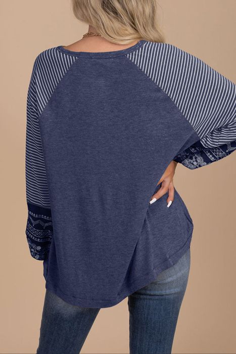 HIDDEN GEMS | Stripe Patchwork Long Sleeve Top