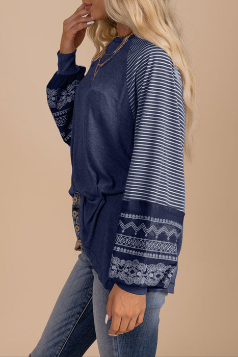 HIDDEN GEMS | Stripe Patchwork Long Sleeve Top