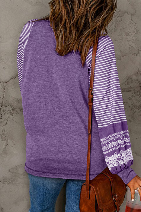 HIDDEN GEMS | Stripe Patchwork Long Sleeve Top