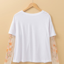  HIDDEN GEMS Floral Mesh Sleeve Tee