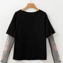  HIDDEN GEMS Floral Mesh Sleeve Tee