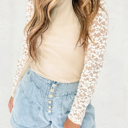  HIDDEN GEMS | Floral Lace Patchwork Long Sleeve Top