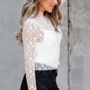  HIDDEN GEMS | Floral Sheer Lace Long Sleeve Top