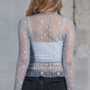  HIDDEN GEMS | Floral Sheer Lace Long Sleeve Top