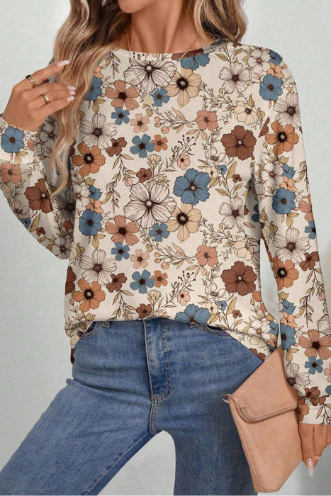 HIDDEN GEMS Floral Knit Long Sleeve Top