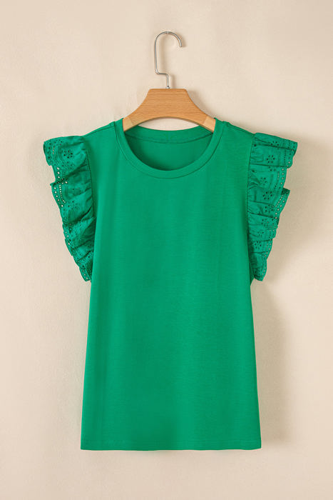 HIDDEN GEMS Eyelet Ruffle Sleeve Top