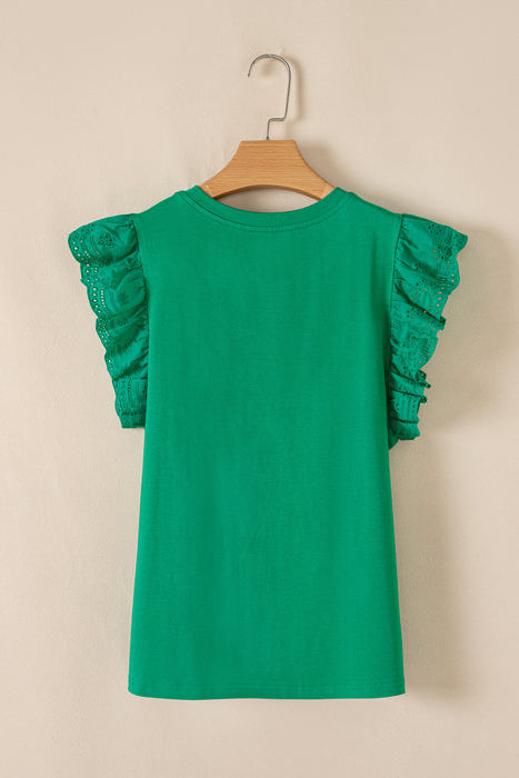 HIDDEN GEMS Eyelet Ruffle Sleeve Top