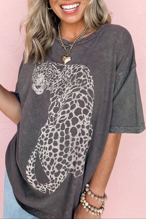 HIDDEN GEMS Washed Leopard Tee