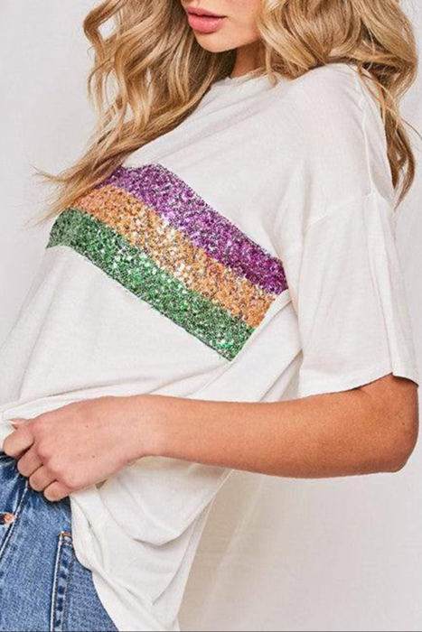 HIDDEN GEMS Mardi Gras Sequined Top