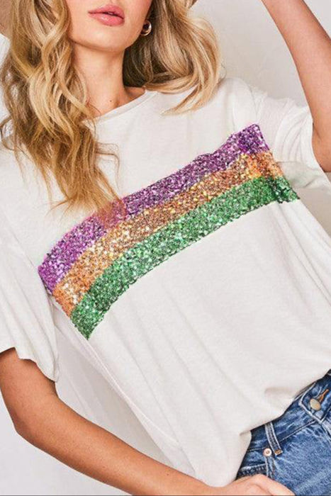 HIDDEN GEMS Mardi Gras Sequined Top