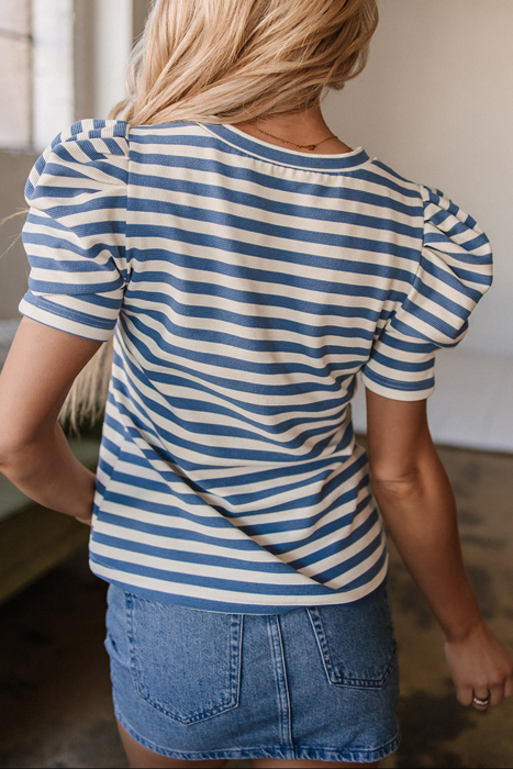 HIDDEN GEMS | America Stripe Puff Sleeve T-Shirt