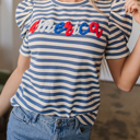  HIDDEN GEMS | America Stripe Puff Sleeve T-Shirt
