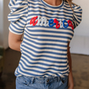 HIDDEN GEMS | America Stripe Puff Sleeve T-Shirt
