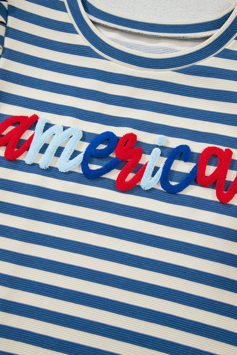 HIDDEN GEMS | America Stripe Puff Sleeve T-Shirt