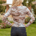  HIDDEN GEMS | Western Camo Mesh Long Sleeve Top