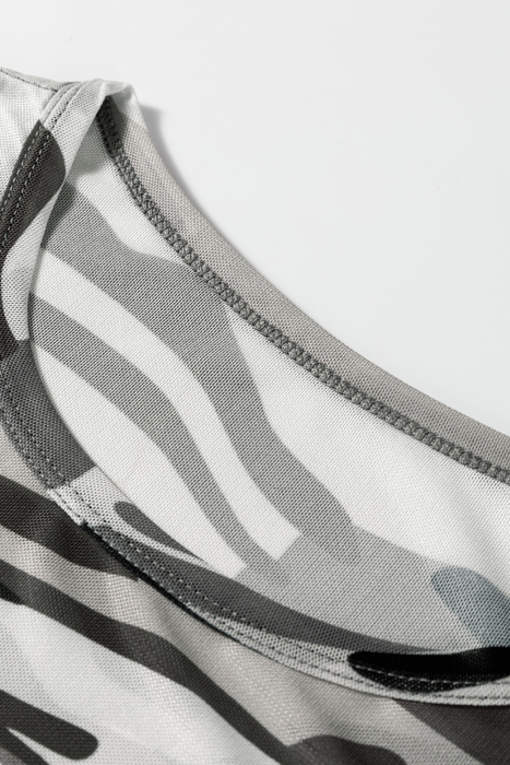 HIDDEN GEMS | Western Camo Mesh Long Sleeve Top