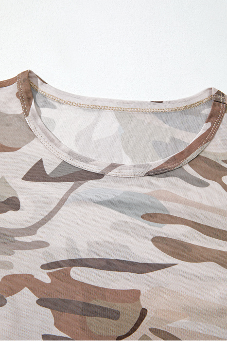 HIDDEN GEMS | Western Camo Mesh Long Sleeve Top