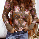  HIDDEN GEMS |  Floral Waffle Knit Long Sleeve Top