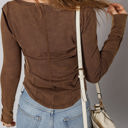  HIDDEN GEMS | Ribbed Buttoned Cuff Long Sleeve Top