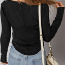  HIDDEN GEMS | Ribbed Buttoned Cuff Long Sleeve Top