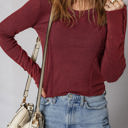  HIDDEN GEMS | Ribbed Buttoned Cuff Long Sleeve Top