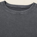  HIDDEN GEMS | Waffle Knit Patchwork Long Sleeve Top