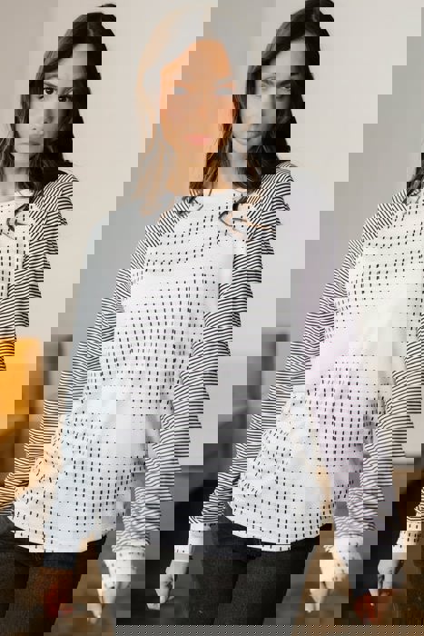 Stripe Patchwork Raglan Long Sleeve Tee