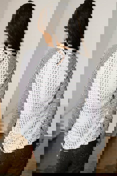 Stripe Patchwork Raglan Long Sleeve Tee