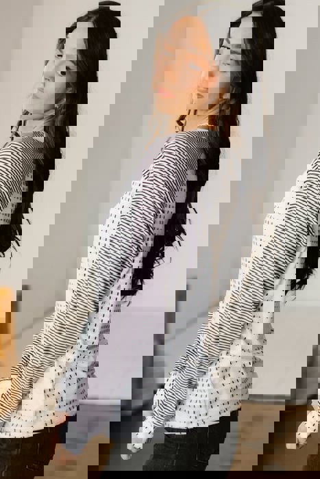 Stripe Patchwork Raglan Long Sleeve Tee