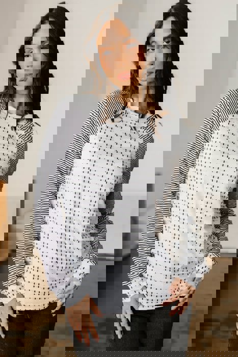 Stripe Patchwork Raglan Long Sleeve Tee