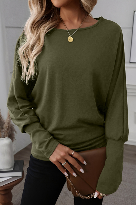 HIDDEN GEMS | Essential Solid Dolman Long Sleeve Top