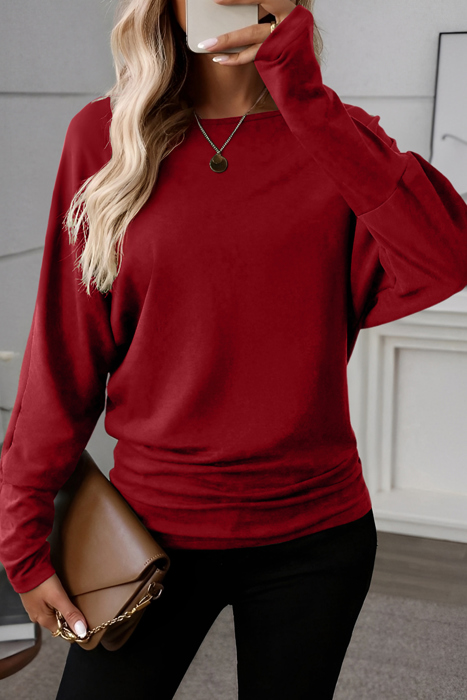 HIDDEN GEMS | Essential Solid Dolman Long Sleeve Top