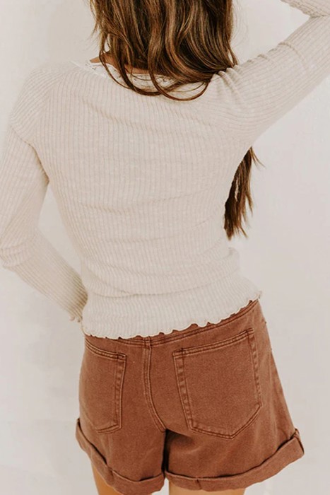 HIDDEN GEMS | Lovely Lace Trim Long Sleeve Top