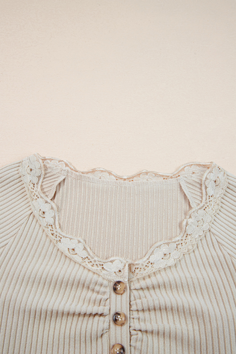 HIDDEN GEMS | Lovely Lace Trim Long Sleeve Top