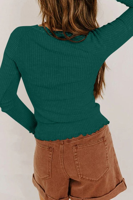 HIDDEN GEMS | Lovely Lace Trim Long Sleeve Top