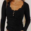 HIDDEN GEMS | Lovely Lace Trim Long Sleeve Top