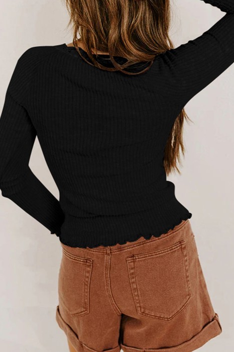 HIDDEN GEMS | Lovely Lace Trim Long Sleeve Top