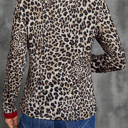  HIDDEN GEMS | Leopard Contrast Trim Long Sleeve Top