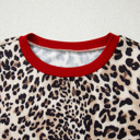  HIDDEN GEMS | Leopard Contrast Trim Long Sleeve Top