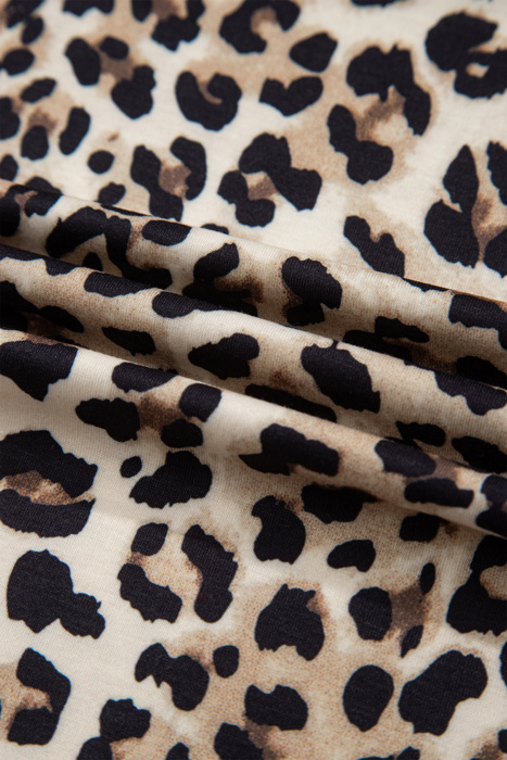 HIDDEN GEMS | Leopard Contrast Trim Long Sleeve Top
