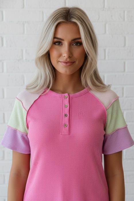 Weekend Wanderer Colorblock Corded Henley T-Shirt