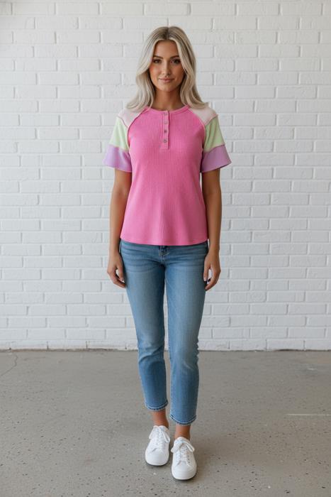 Weekend Wanderer Colorblock Corded Henley T-Shirt
