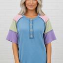  Weekend Wanderer Colorblock Corded Henley T-Shirt