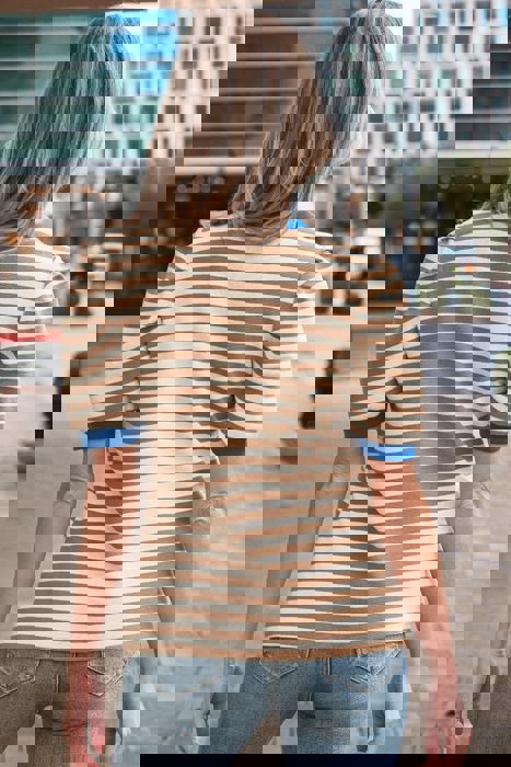 Retro Stripe Puff Sleeve Top