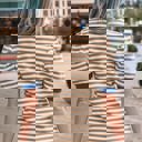  Retro Stripe Puff Sleeve Top