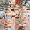  Retro Stripe Puff Sleeve Top