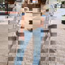  Retro Stripe Puff Sleeve Top