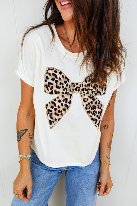 Cute As Can Be Leopard Bow Tee