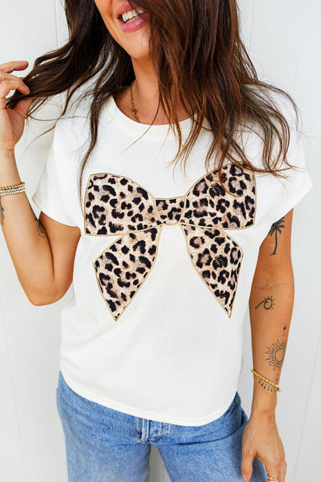 Cute As Can Be Leopard Bow Tee